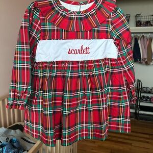 Scarlett Plaid Kids Dress in Red and Green